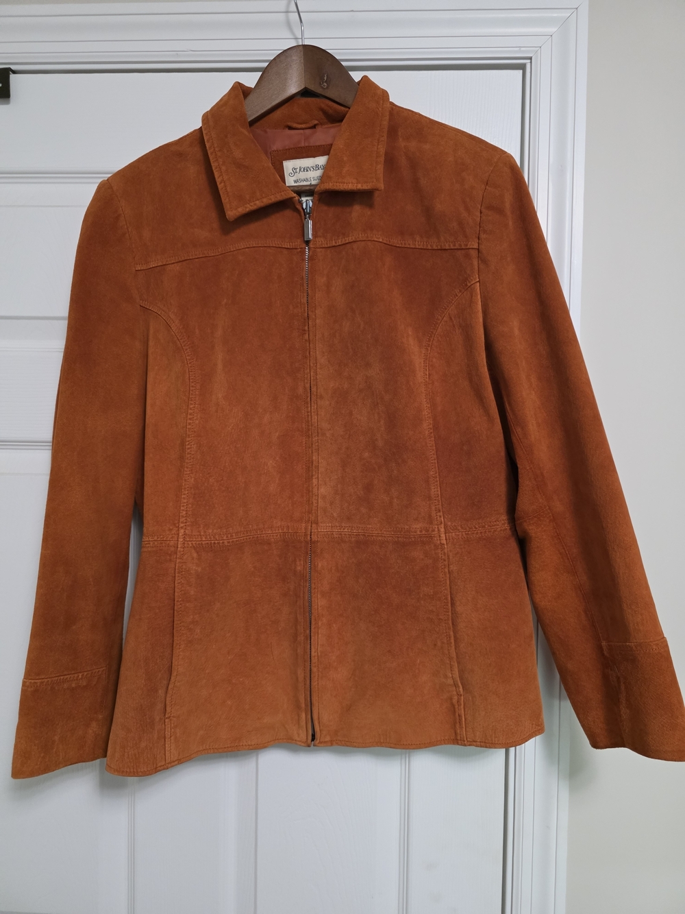 St. John's Bay Suede Zip-Front Jacket in Rust Orange